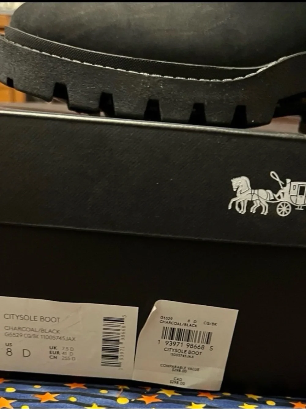 Coach Black Signature Logo Lace-Up Combat Boot